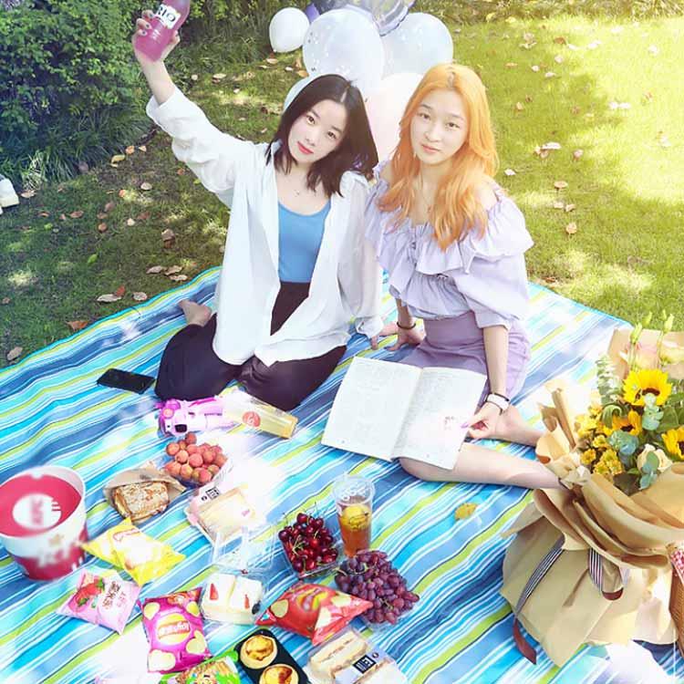 レジャーシート 厚手 クッション 200×145 折りたたみ おしゃれ 大きい 4?5人 大判 運動会 防水アウトドア 洗える 手洗い 送料無料 |  | 04