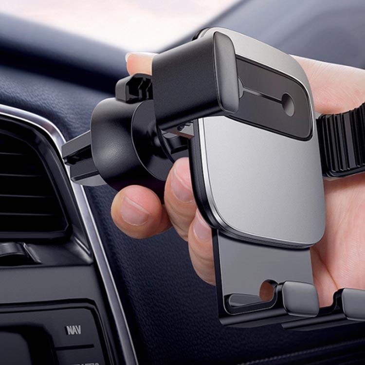 車載ホルダー スマホホルダー 車 丸型吹出口専用 車載スタンド ソフトシリコンクリップ オートホールド 3点固定 滑り止め アルミ 送料無料 |  | 02