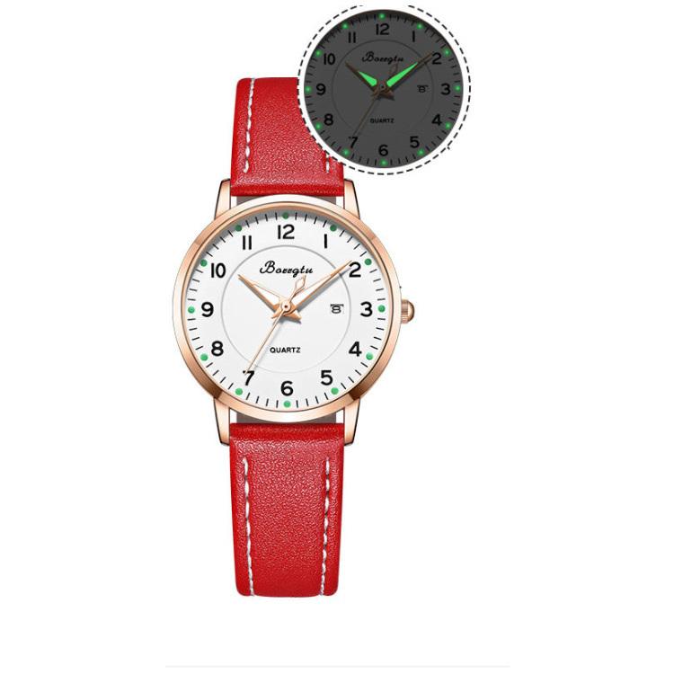 腕時計 レディース 日付表示付き おしゃれ 防水 夜光 合成皮革 お肌に