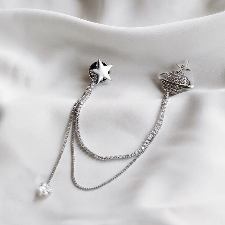 シルバー925 ヴィンテージ ピンブローチ 月 顔 星 モチーフ ラペルピン ピンブローチ メンズ レディース アクセサリー 星 月 惑星