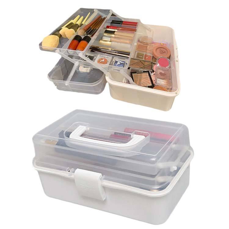 メイクボックス コスメ収納 大容量 持ち運び 半透明 多機能 おしゃれ