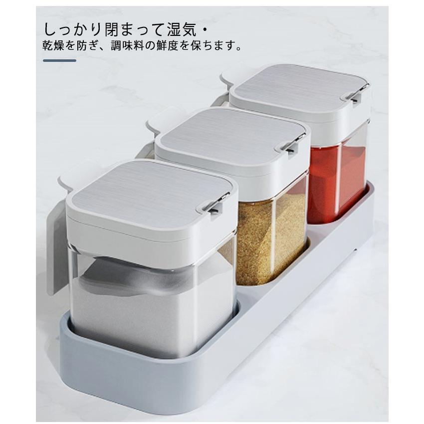 3個セット 調味料入れ 使いやすい 調味料ポット ラック付き