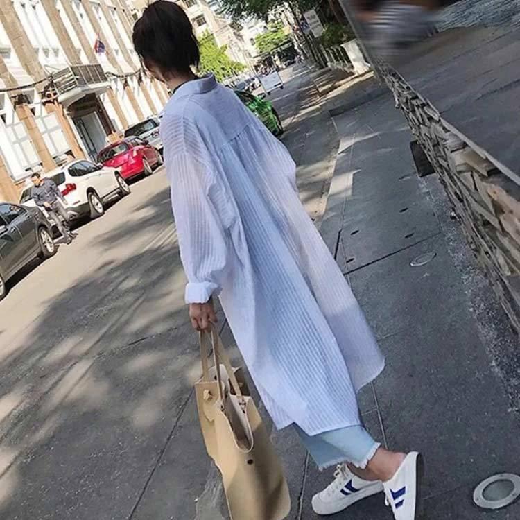 シャツ 透け感 長袖 シアーシャツ レディー ロングシャツ 送料無料