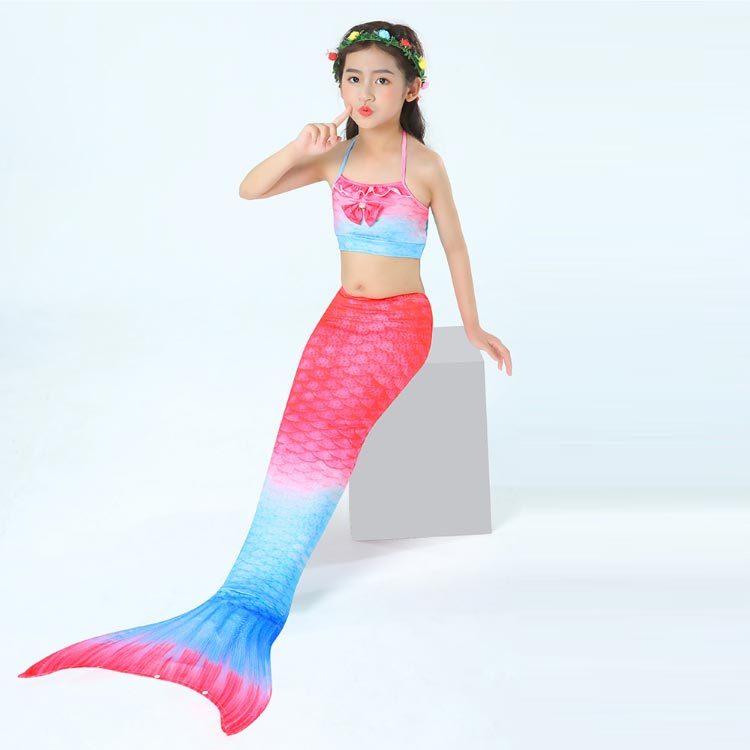 送料無料 水着 女の子 マーメイド 人魚姫 キッズ水着 3点セット 人魚 