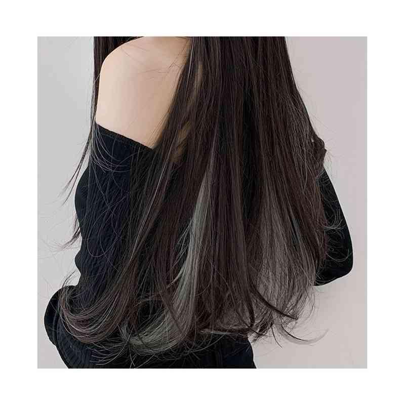 フルウィッグ ウィッグ ロング ぱっつん前髪 自然 インナーカラー