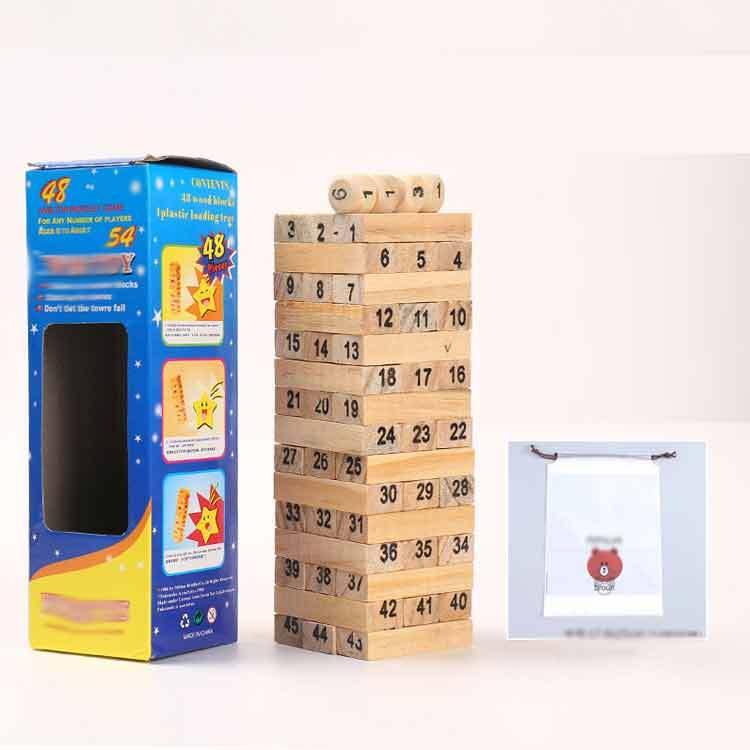ジーナ社　WWK 木製カラフルブロックと収納袋 ジェンガ ウッドブロック サイコロ 木づち おもちゃ 収納袋プレゼント