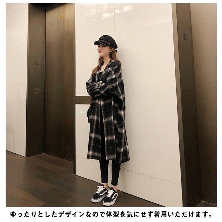 送料無料 ロングシャツ カジュアル 薄手 チェックシャツ ブラウス 