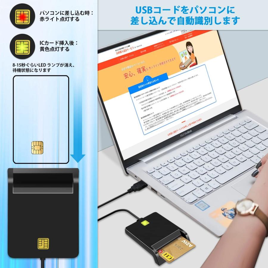 ICカードリーダー USB-A マイナンバーカード対応 銀行 郵便局 チップ