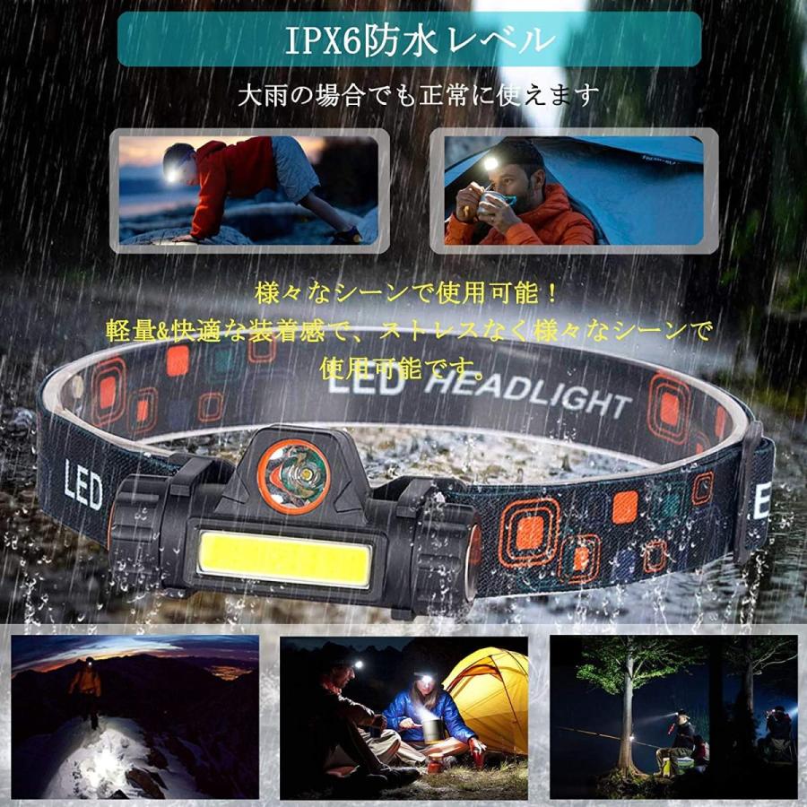 LED ヘッドライト キャンプ 釣り アウトドア 明るい 充電式 超強力 ヘッドランプ 登山 最強ルーメン 登山｜elexparts｜08