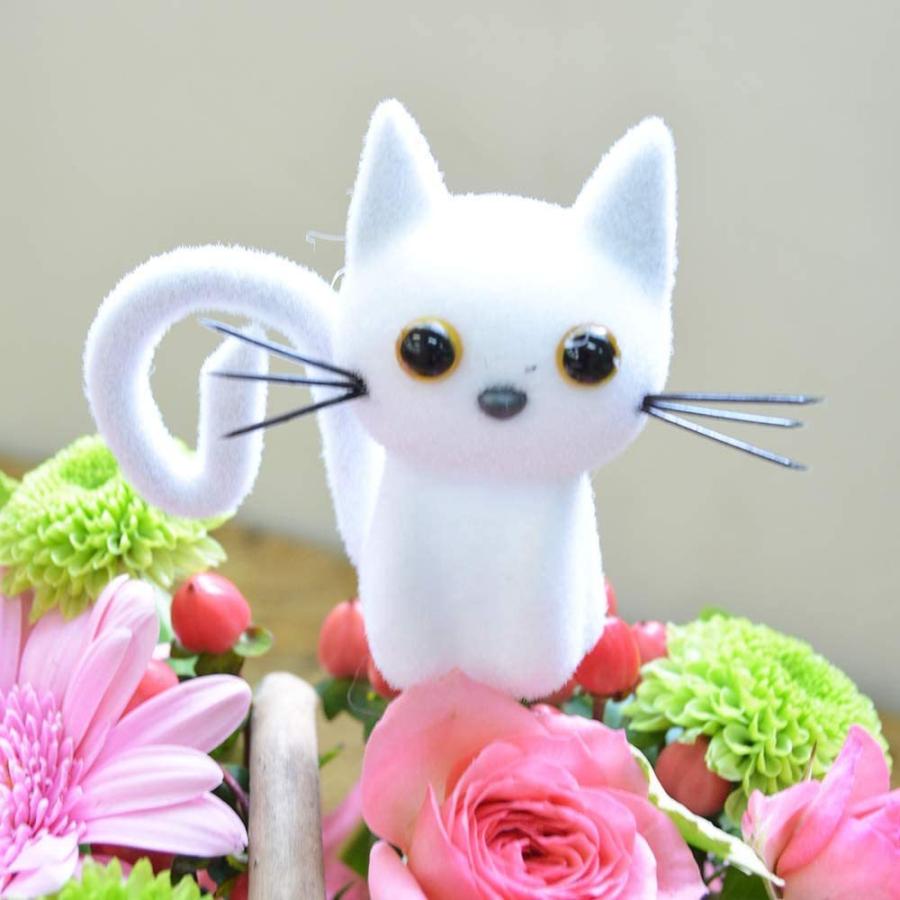 フラワーアレンジメント小物入れ 猫付き 猫好きさんに贈りたい！ 猫モチーフのフラワーアレンジメント