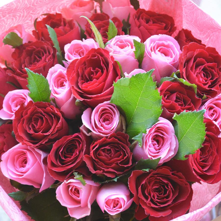 バラ 花束 30本 レッド ピンクミックス 結婚記念日 プレゼント