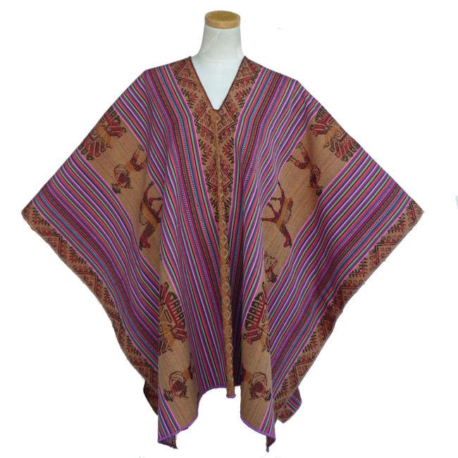 PO-E02 ポンチョ 民族織物 マンタフォルクローレ衣装 アンデス 民族  