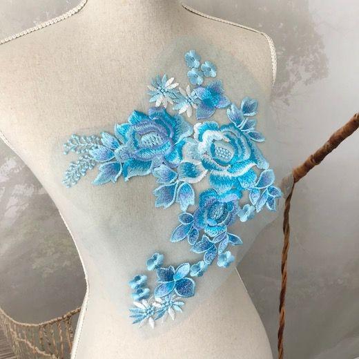 チュールモチーフ 花柄 衣装 ダンス 装飾 モチーフレース 刺繍 ハンドメイド パーツ レースモチーフ ブルー 青 衣装 材料 モチーフコスチューム バトン ダンス A1 1 Elisabeth Smile Craft Shop 通販 Yahoo ショッピング