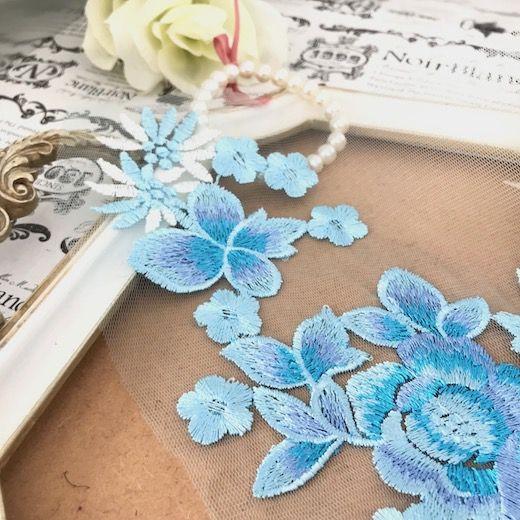 チュールモチーフ 花柄 衣装 ダンス 装飾 モチーフレース 刺繍 ハンドメイド パーツ レースモチーフ ブルー 青 衣装 材料 モチーフコスチューム バトン ダンス A1 1 Elisabeth Smile Craft Shop 通販 Yahoo ショッピング