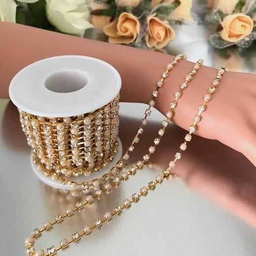 ラインストーン パール チェーン 30cm ブレード ゴールド 衣装 ダンス レオタード 装飾 衣装作り ストーンチェーン アクセサリー 素材 材料 パーツ A1 1 Elisabeth Smile Craft Shop 通販 Yahoo ショッピング