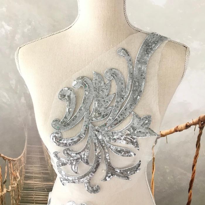 スパンコール モチーフ バトン レオタード 衣装 シルバー