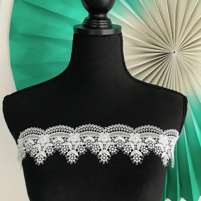 レース リボン 手芸 花 衣装レース ケミカルレース 白 ホワイト 装飾