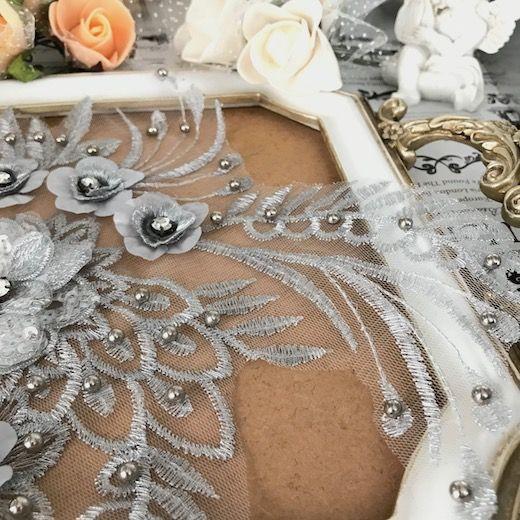 モチーフ シルバー キラキラ 花 装飾 ハンドメイド 衣装 レオタード