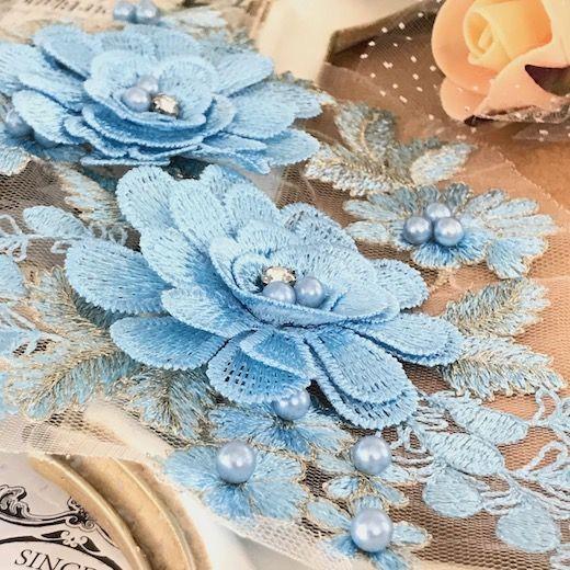 モチーフレース 立体フラワー 花 レースアップリケ ストーン付き ブルー パーツ モチーフレース 3d 衣装 材料 コスチューム バトン ダンス 新体操 ビーズ A3 1 Elisabeth Smile Craft Shop 通販 Yahoo ショッピング
