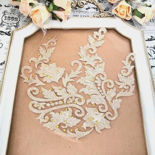 モチーフ ゴールデンベージュ チュールモチーフ ロココ調 ラインストーン付き バロック 花模様 特大 刺繍モチーフ レオタード 装飾 金色 衣装 手作り A3 1 Elisabeth Smile Craft Shop 通販 Yahoo ショッピング