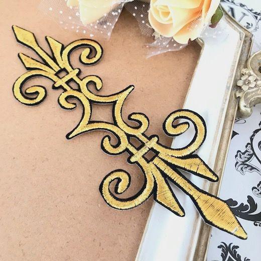 ワッペン アップリケ ゴールド 金色 貼り付け 新体操 刺繍ワッペン