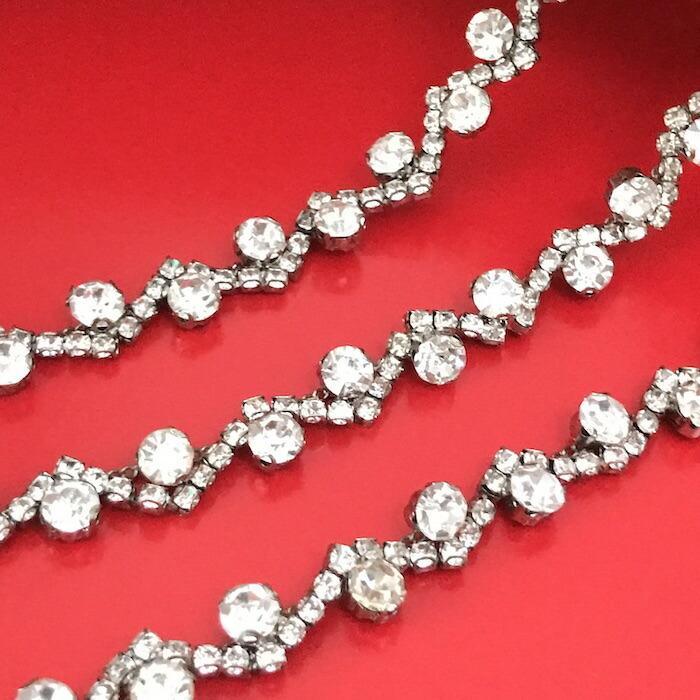 ラインストーン チェーン 台座つき 衣装 装飾 アクセサリー パーツ