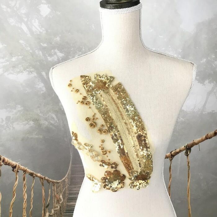 スパンコール モチーフ イベント衣装 ゴールド ステージ衣装 ダンス衣装 チュールモチーフ バトン バレエ衣装 レオタード 社交ダンス 舞台衣装 花柄 衣装 祝開店 大放出セール開催中 衣装