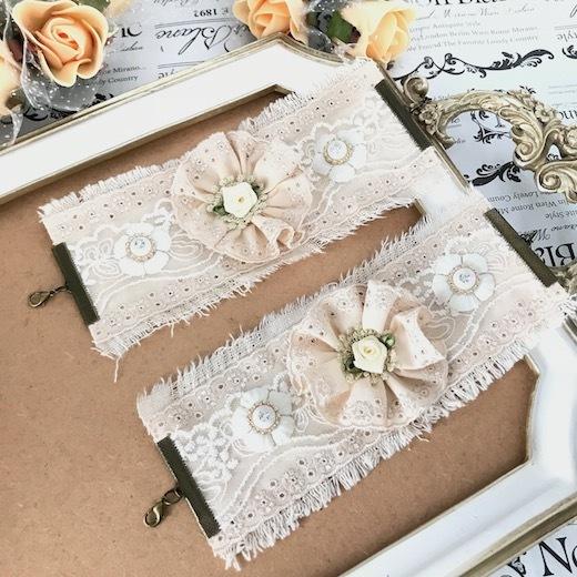 レースカフス カフス レース ロリータ バラ付き ビンテージ ローズ