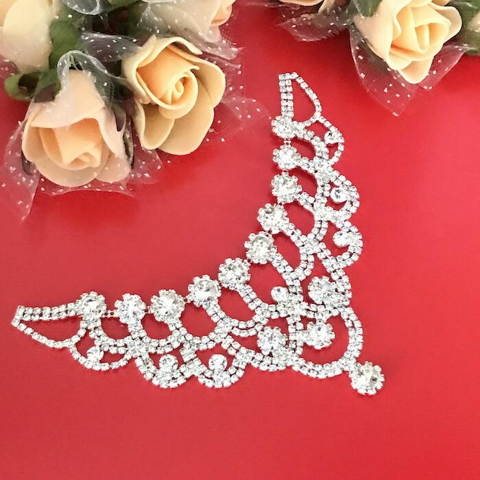 ラインストーンモチーフ ネックライン 衣装 装飾 シルバー クリスタル