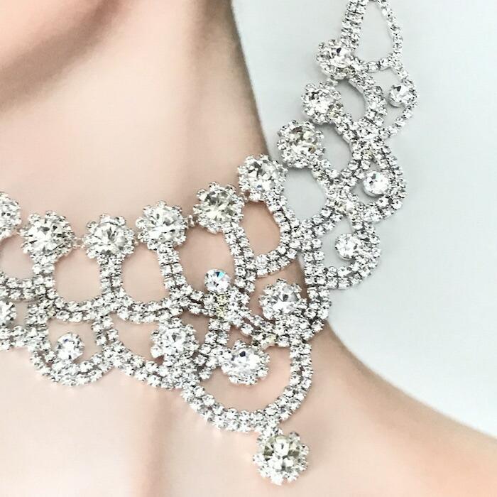 ラインストーンモチーフ ネックライン 衣装 装飾 シルバー クリスタル