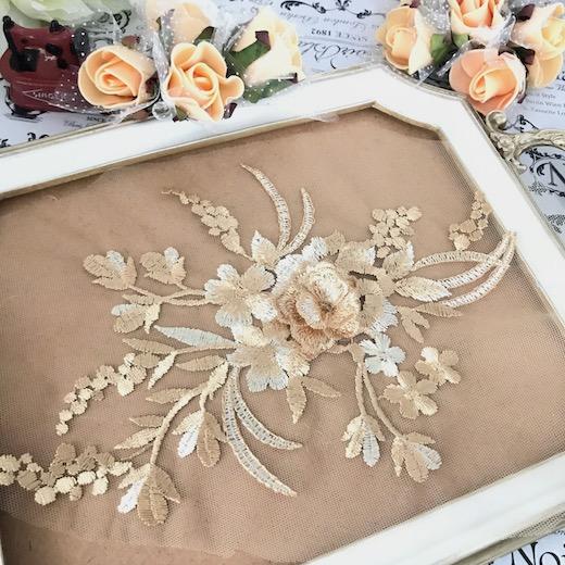 チュールモチーフ ゴールド 3D 花 刺繍 ハンドメイド 衣装 装飾