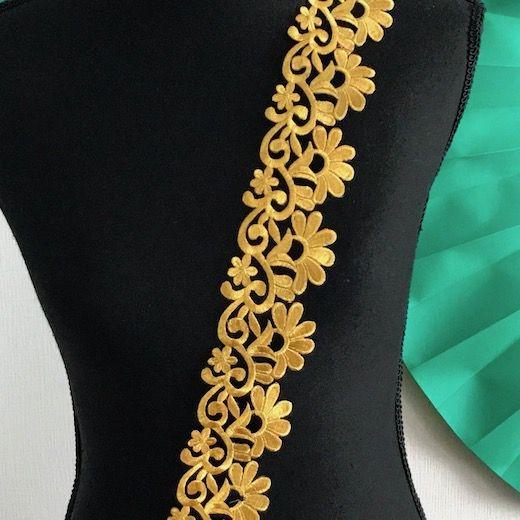 アップリケ ゴールド 刺繍ワッペン ブレード レオタードモチーフ ペア