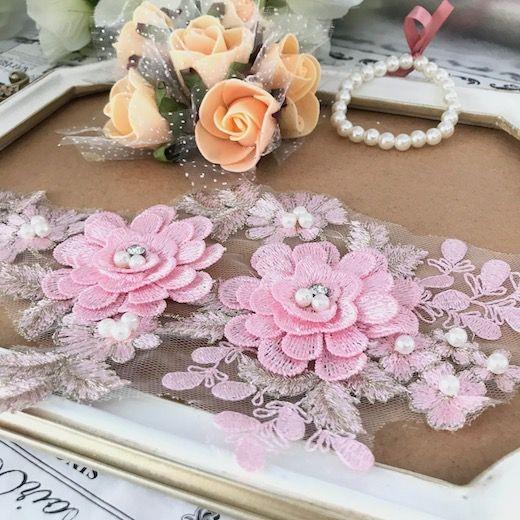 数々のアワードを受賞 モチーフ チュールモチーフ 花柄 衣装 ダンス 装飾 スパンコール付き キラキラ モチーフレース 立体的 ハンドメイド パーツ レースモチーフ ピンク 材料 Materialworldblog Com