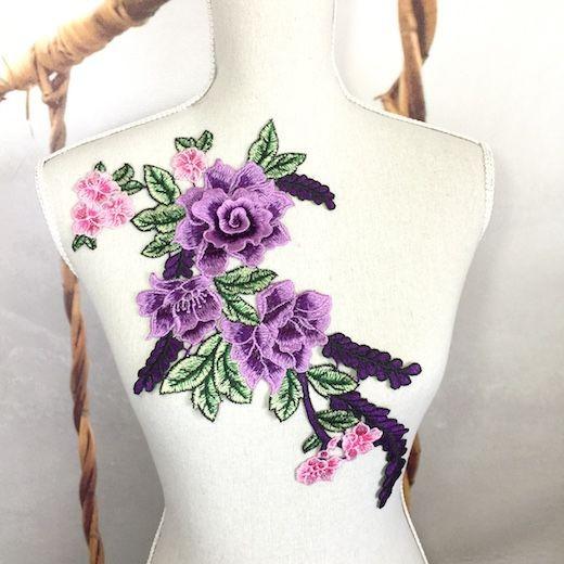 バラ モチーフ 紫 刺繍 手づくり レオタード 衣装 装飾 ハンドメイド