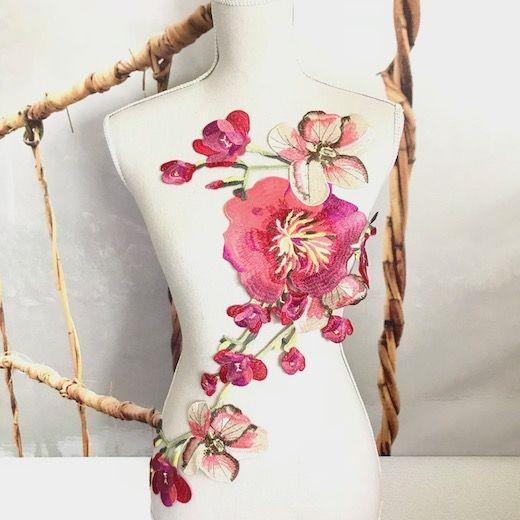 モチーフ アップリケ ピンク 花柄 刺繍 カラフルな ベリーダンス モチーフ アップリケ ピンク 花柄 刺繍 カラフルな ベリーダンス