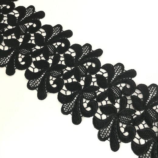 レース 花 幅広 手芸 ケミカルレース 黒 コットンレース 花柄 フラワーレース 衣装 素材 材料 レオタード バトンモチーフ B1 1 Elisabeth Smile Craft Shop 通販 Yahoo ショッピング