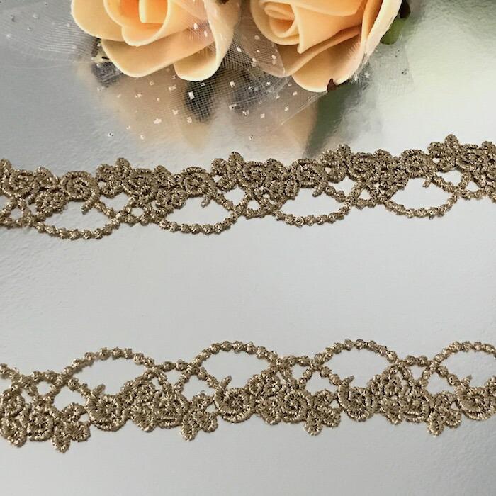 レース リボン 手芸 花柄 ゴールデンブロンズ ブレード メタリックレース ケミカルレース 衣装 装飾 レオタードモチーフ バトンモチーフ バレエ衣装 服飾|elisabeth|02
