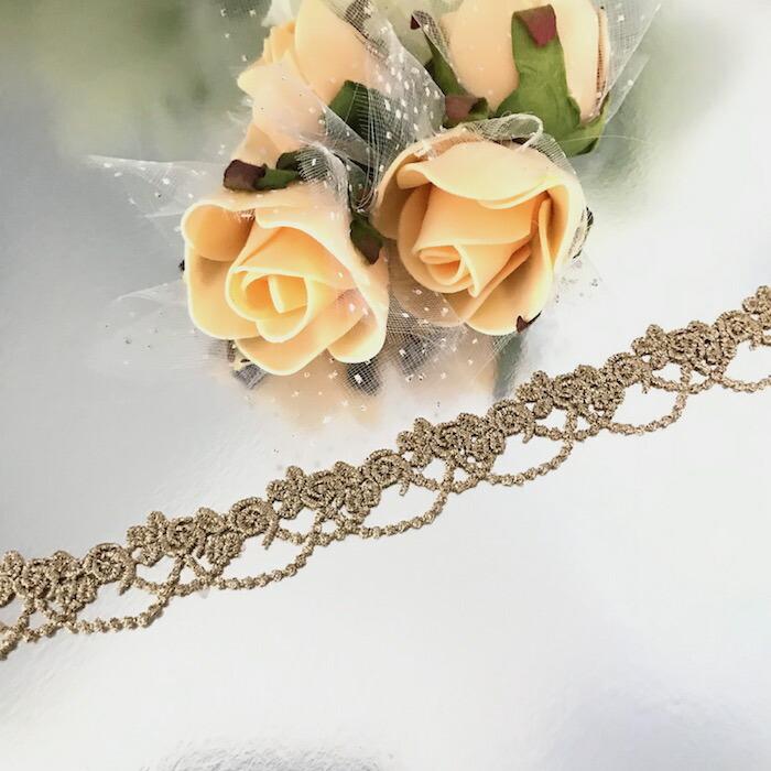 レース リボン 手芸 花柄 ゴールデンブロンズ ブレード メタリックレース ケミカルレース 衣装 装飾 レオタードモチーフ バトンモチーフ バレエ衣装 服飾|elisabeth|03