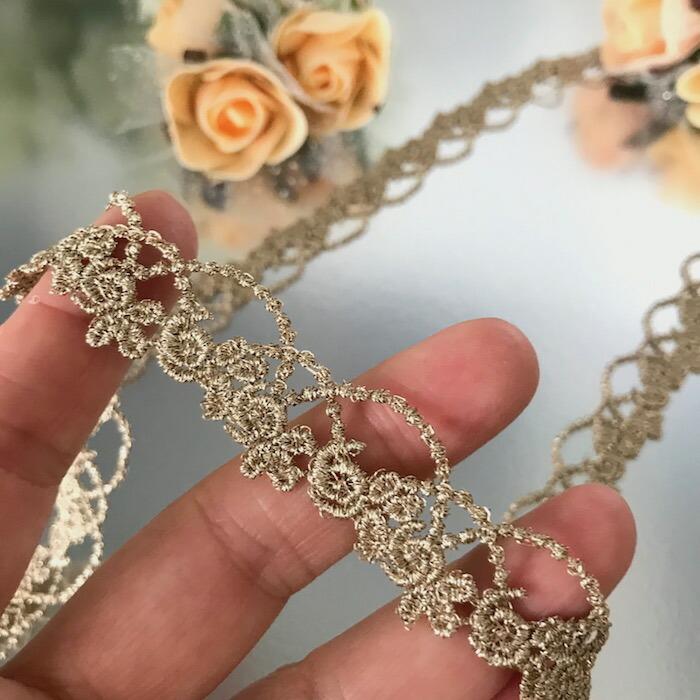 レース リボン 手芸 花柄 ゴールデンブロンズ ブレード メタリックレース ケミカルレース 衣装 装飾 レオタードモチーフ バトンモチーフ バレエ衣装 服飾|elisabeth|04