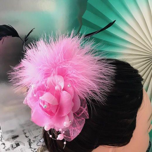 ヘアコサージュ 髪飾り 羽フェザー ピンク ヘッドドレス ヘア ヘアコサージュ 髪飾り 羽フェザー ピンク ヘッドドレス ヘア