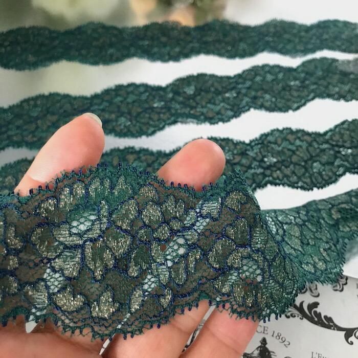 レース リボン 手芸 花柄 グリーン ストレッチ 花レース 装飾 衣装 服飾 伸縮性 ラメ入り 素材 材料 緑 B5 1 Elisabeth Smile Craft Shop 通販 Yahoo ショッピング