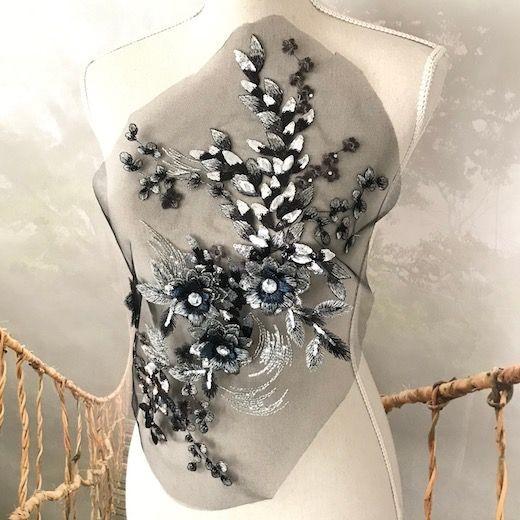 新品未使用正規品 モチーフレース 黒 3d 立体的 ビーズ付き レオタードモチーフ ストーン付き 刺繍 コスプレ ブラック 社交ダンス ダンス衣装 Babylonrooftop Com Au