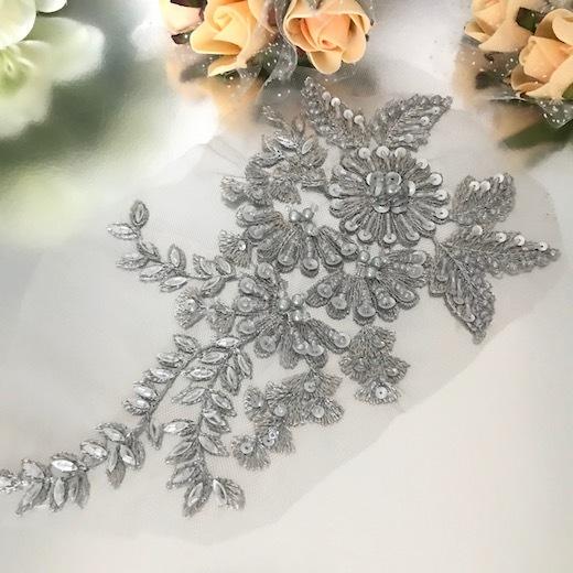 衣装モチーフ 新体操 レオタードモチーフ バトンモチーフ 装飾 チュールモチーフ 花柄 衣装 ダンス 装飾 レースモチーフ シルバー グレー バレエ衣装 B9 1 Elisabeth Smile Craft Shop 通販 Yahoo ショッピング