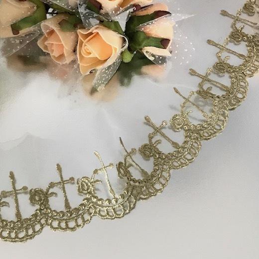 レース リボン 手芸 幅広 ゴールド 花 チュールレース 衣装レース 