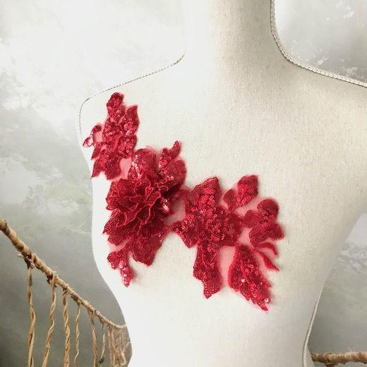 スパンコール チュールモチーフ立体的 キラキラ 3d 花 刺繍 手作り 衣装 装飾 レッド系 ビーズ バトンモチーフ 社交ダンス レオタード C3 1 Elisabeth Smile Craft Shop 通販 Yahoo ショッピング
