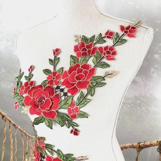 モチーフ バラ ローズ レースモチーフ 赤 3d 特大 薔薇 刺繍モチーフ ローズ ダンス 衣装 レッド 素材 材料 レオタード バトンモチーフ セット C3 1 Elisabeth Smile Craft Shop 通販 Yahoo ショッピング