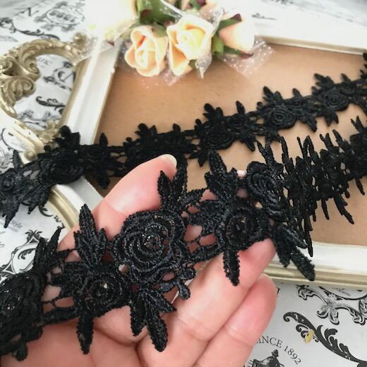 レース リボン 手芸 バラ模様 ケミカルレース 花柄 黒 薔薇 服飾 素材 材料 レオタードレース バトンモチーフ バレエ衣装 チュチュレース C4 1 Elisabeth Smile Craft Shop 通販 Yahoo ショッピング