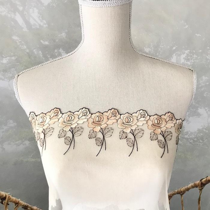 アウトレット品】レース チュールレース 手芸 花柄 花模様 ブラック 