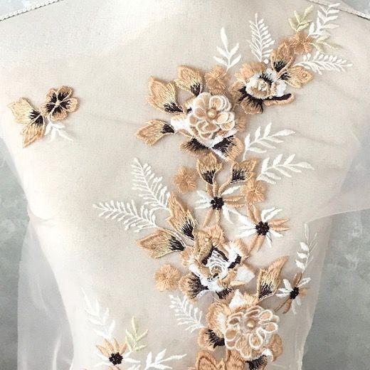 モチーフ お花 花モチーフ 特大 チュールモチーフ レオタード 装飾