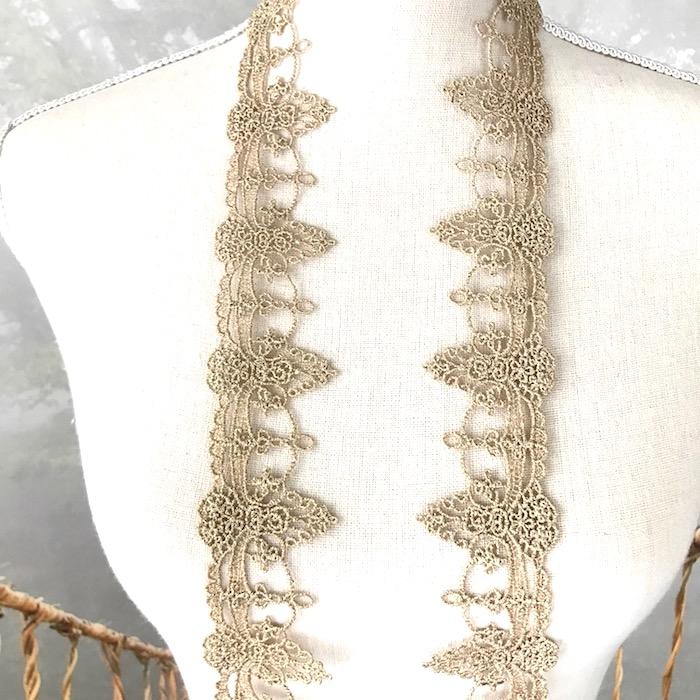 レース リボン 手芸 アンティークゴールド ブレード メタリックレース